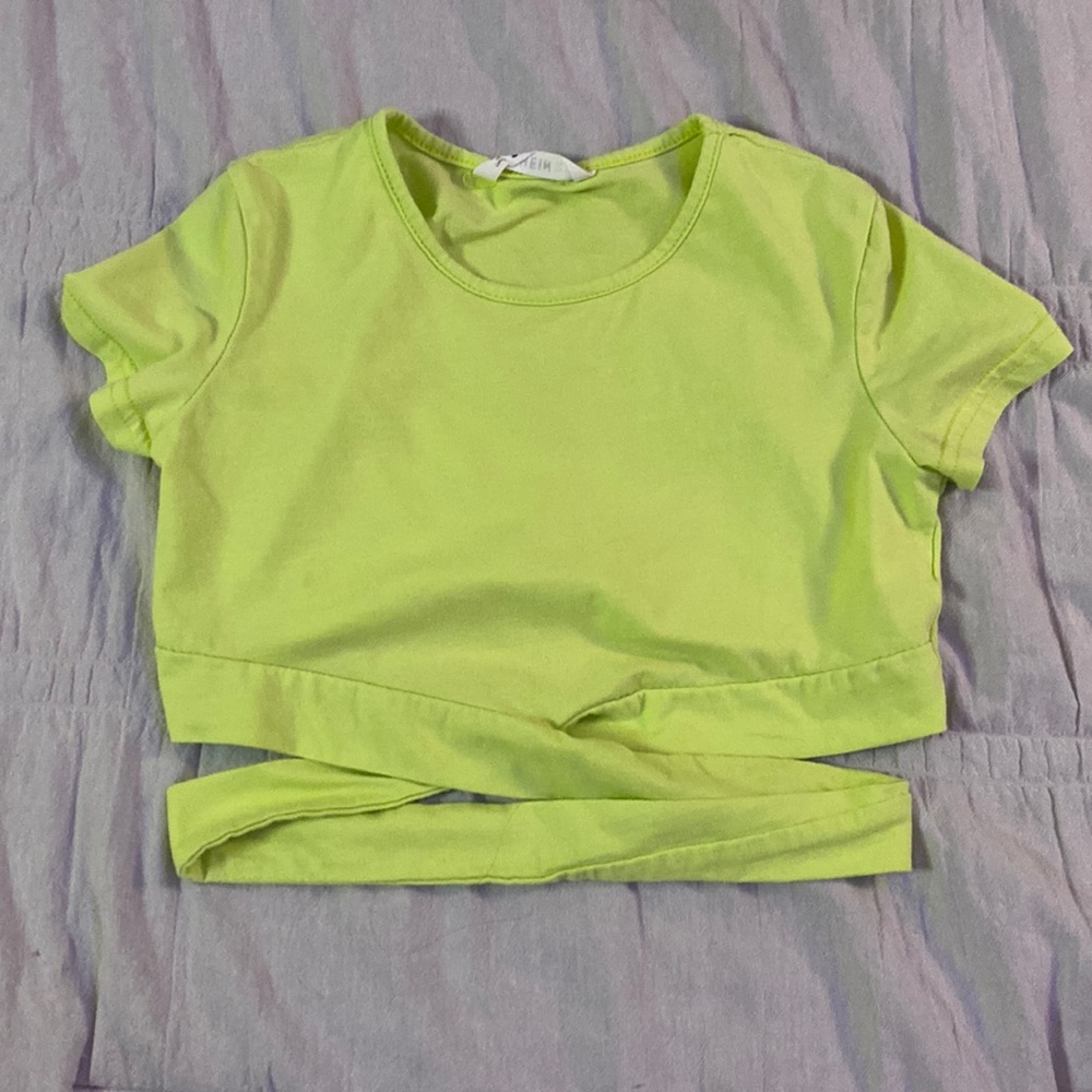 Lime green cropped tee